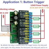 4ch Dc 6V-24V สวิตช์แบบ Flip-Flop,รีเลย์โมดูลสวิตช์อิเล็กทรอนิกส์ล็อคตัวเองแบบ Bistable ทริกเกอร์ชีพจรต่ำปุ่มบอร์ดการควบคุม