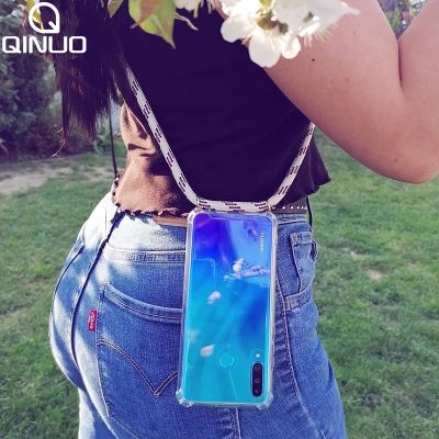 「Enjoy electronic」 Clear Case With Crossbody Lanyard Rope For Huawei P40 Pro P30 P20 Lite 40 P Smart Z 2019 Phone Bag Shoulder Strap Necklace Cover