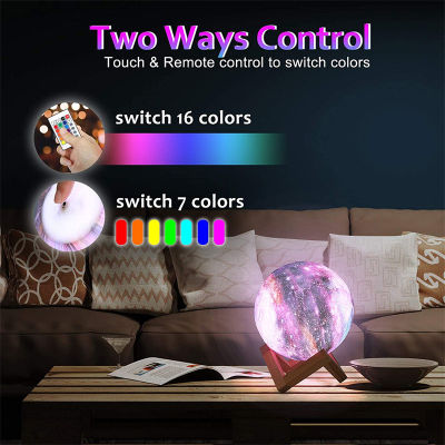 3D Print Moon Lamp LED Night Light Rechargeable Color Change 3D Light Touch Moon Lamp Childrens Lights Moon Night Lamp Gift