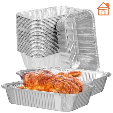 10pcs Disposable BBQ Aluminum Foil Pans Food Containers With