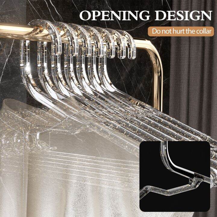 10pcs-ins-clothes-hangers-transparent-clothes-hanging-racks-support-household-non-slip-hanging-clothes-seamless-shoulder-hooks-clothes-hangers-pegs