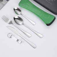 5Pcs/set Steel Knife Fork Spoon Cutlery Set Family Travel Cutlery Portable Dinnerware With Storage Bag Picnic Cutlery Tableware Flatware Sets