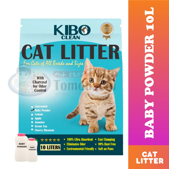 Kibo Clean Clumping and Odor Control Cat Litter Charcoal Baby Powder