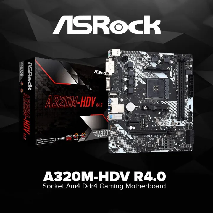 Asrock A320MHDV R4.0 Socket Am4 Ddr4 Gaming Motherboard, Brand New