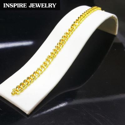 Inspire Jewelry สร้อยข้อมือลายเลตตอกลายหน้า 8min ยาว 7นิ้ว gold plated ตามภาพ งานยิงเลเซอร์เข้าตัวเรือน  ตะขอล็อค งานแบบร้านทอง งานดี ปราณีต พร้อมถุงกำมะหยี่