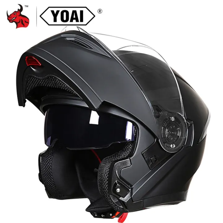 YOAI Motorcycle Helmet Racing Modular Dual Lens Motocross Moto Helmet