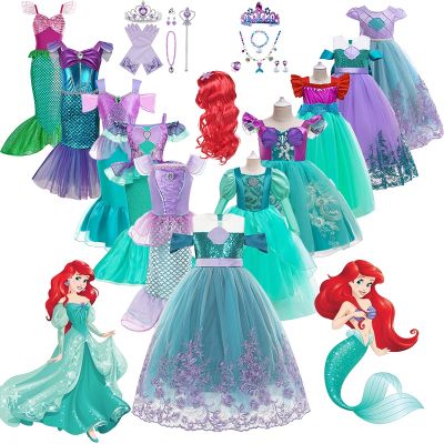 Princess Costume For Girls Little Mermaid Costume Ariel Dress Carnival Baby Party Dress Halloween Ball Gown Vestidos 2-10Years