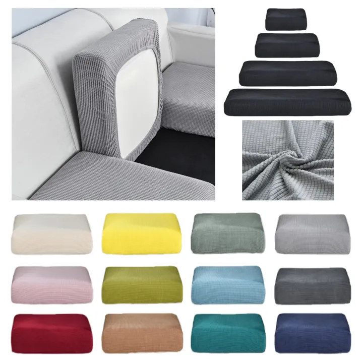 Pure Color Sofa Cushion Cover 1/2/3/4 Seater Size Sofa Set Cover Corn Fleece Elastic Half Pack Sofa cushion Cover Room Decor Stretch Sofa Slipcover