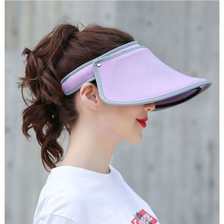 cc-summer-sun-visor-wide-brimmed-hat-beach-adjustable-uv-protection-female-cap-packable-double-layer