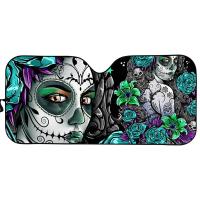 Day Of The Dead Sugar Skull รถ Sun Shade กระจกพับม่านบังแดดสำหรับ Windshields ผู้หญิง Girly อุปกรณ์เสริมครอบคลุม