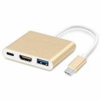 【support】 Huilopker MALL ประเภท USB 3.1ถึง USB-C 4K HDMI USB 3.0 Adapter Cable 3 In 1 Hub สำหรับ Macbook Pro