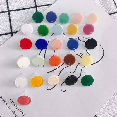 10pcs DIY Round Earring Settings Candy Color Acrylic Earrings Conncetors Stud Earrings Base for Handmade Jewelry Making