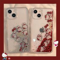 เคสนิ่มลาย Hello Kitty หรูหราเคสสำหรับไอโฟนโทรศัพท์14 13 12 11 Pro Max XR XS 7 8 Plus สำหรับเด็กผู้หญิง Y2k กันกระแทก