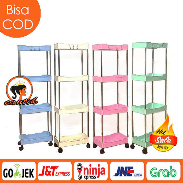 Rak Roda 4 Susun Serbaguna Rak Dapur Kamar Mandi Tempat Penyimpanan ...
