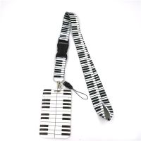 Piano keys Neck Keychain Necklace Webbings Ribbons Anime Cartoon Neck Strap Lanyard ID badge Holder Keychain Lanyards Gifts Bag Accessories