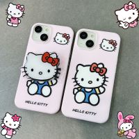 Sanrio Hello Kitty การ์ตูนน่ารักพร้อมเคสโทรศัพท์มือถือยืนสำหรับ iPhone 14 Pro Max เคสนิ่มกันกระแทกสำหรับ iPhone 13 Pro Max โทรศัพท์ Hello Kitty เคสสำหรับ Apple 12 11 Hello Kitty เคสห่อหุ้ม