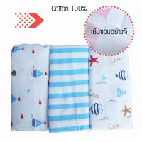 ผ้าอ้อมผ้าสาลู cotton 100%  27 นิ้ว เกรดAAA+ แพ็ค 12 ผืน คละสี  (ลายทะเล)