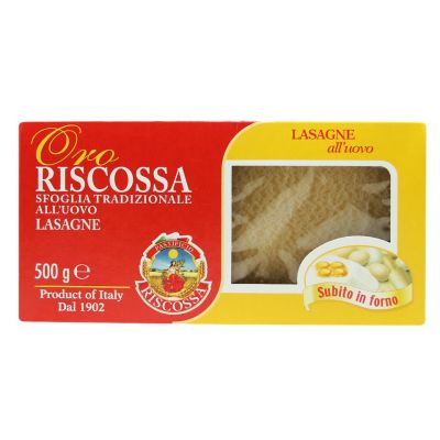Promotion📌 RISCOSSA Lasagne with Egg #95 (500 g.) เส้นพาสต้า มีส่วนผสมของไข่ไก่ นำเข้าจากอิตาลี [RI14]📌