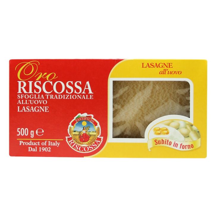 promotion-riscossa-lasagne-with-egg-95-500-g-เส้นพาสต้า-มีส่วนผสมของไข่ไก่-นำเข้าจากอิตาลี-ri14