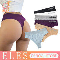 ELES กางเกงไม่มีรอยต่อสำหรับสตรีสูงเอว Thongs สุภาพสตรี Shapewear ชุดชั้นในเซ็กซี่ Panty Letter Band สีทึบ Femme Intimates