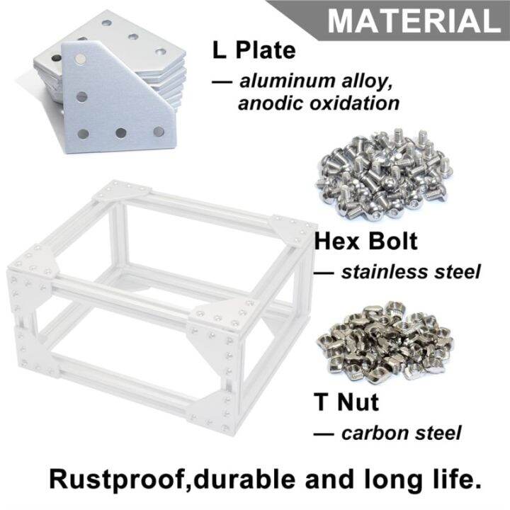 ฮอต-k-10ชิ้นอะลูมินัมอัลลอยแผ่น-t-slot-l-join-และ50ชิ้นสกรูหกเหลี่ยม-m5x8และ50ชิ้นถั่วที-ถั่ว50ชิ้นสำหรับโปรไฟล์ชุดอลูมิเนียม2020