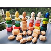 Children Wooden Gems Handicraft UnPaint Nordic Wood Jenga Beech Color Stone Building Stacking Blocks