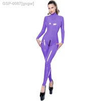 ฟอกฟันขาว✎Gsgw Mulheres Homens Brilhante Pvc Couro Macão เซ็กซี่ Gola Alta แมนกาลองกา Zíper Virilha Corpo Terno Suit Catpole Dança Trajes Clubwear