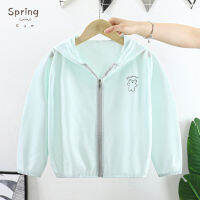 Spring Cow เสื้อผ้ากันแดดของเด็ก,เสื้อโค้ทแจ็กเก็ตมีฮู้ดระบายอากาศได้ดีน้ำหนักเบาใช้กลางแจ้งสำหรับเด็กผู้ชายเด็กผู้หญิง