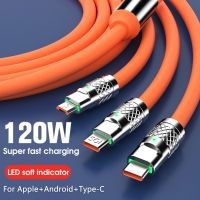 3 6A 120W Type C สายชาร์จข้อมูล Micro USB สำหรับ Samsung Xiaomi ศัพท์ Liquid ซิลิโคน Charger สาย USB