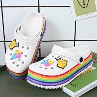 ✘✸ஐ cri237 rainbow thicken Sandal Flat Clogs for women eu36-40