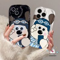 เคสสำหรับ Oppo A57 A12 A17 A7 A16 A5s A15 A55 A54 A95 A54s A31 A5 A17k A92 A3s A16E A53 A16K A74 A1k A16s A77 A96 A52 A77s หยักเป็นลอนขอบโค้งน่ารักเคสสำหรับสุนัขเซลฟี่คู่