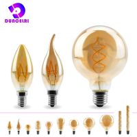 [HOT QQZIWWUJJWG 104] Retro LED หลอดไส้หลอดไฟ E14 E27 4W สีเหลืองอบอุ่น220V C35 G45 A60 T45 ST64 T185 T225 G80 G95 G125 Vintage Edison โคมไฟ