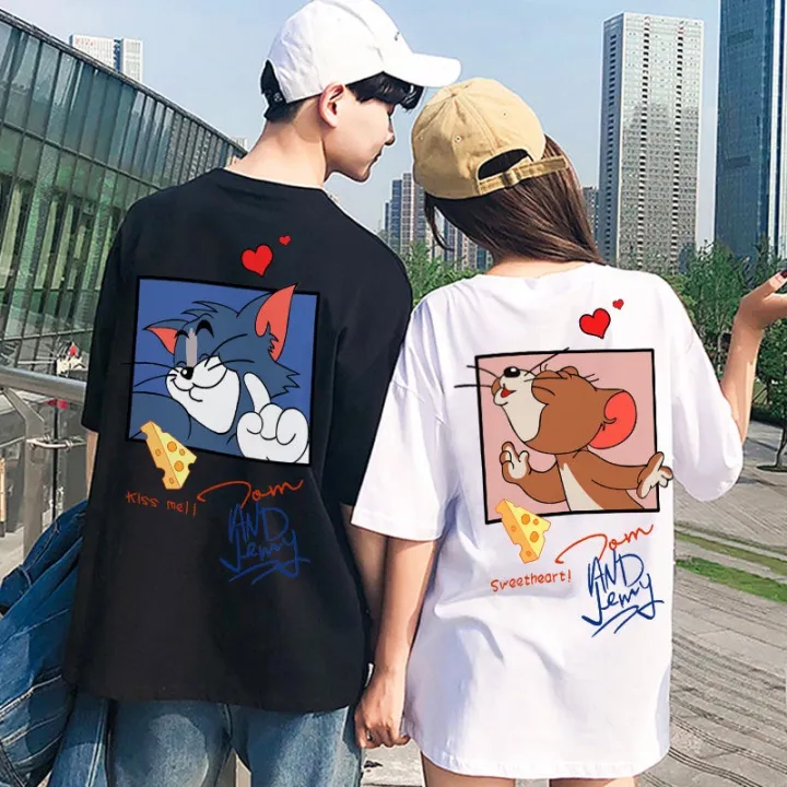 Tom and Jerry Couple T Shirt Cartoon Printed Unisex Casual Short Sleeve T- shirt Top | Lazada PH