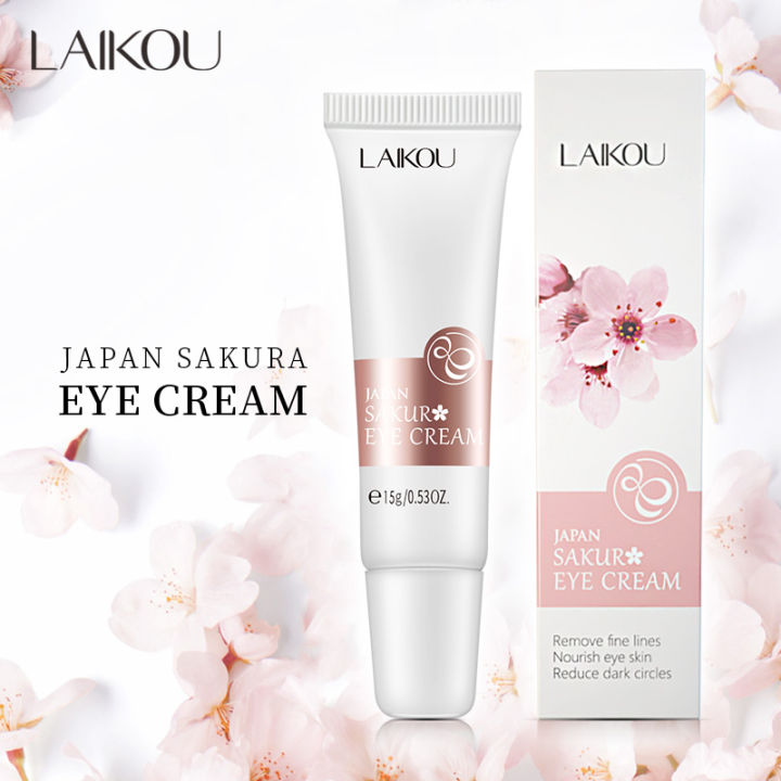 laikou-japan-sakura-eye-cream-15g-ลดถุงใต้ตา-ความหมองคล้ำ-ต่อต้านริ้วรอย-อาการบวม-บำรุงรอบดวงตา