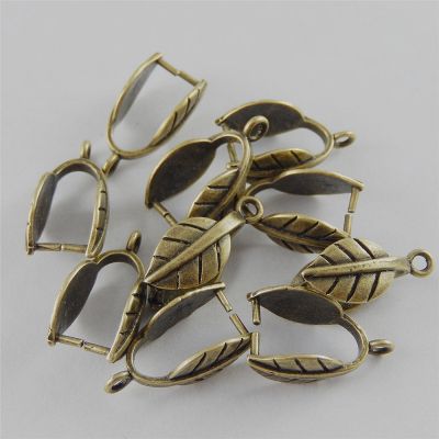 12pcs Antiqued Bronze Tone Brass Vivid Leaf Clasps End Pendant Charms Findings Handmade Jewelry Accessory 37468