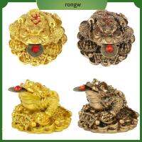 RONGW ทองสีทอง เงินคางคก ฟอร์จูนเดอร์ เรซิน เหรียญกบสีทอง นำโชคดี ของขวัญนำโชค กบงานฝีมือ เครื่องประดับบนโต๊ะ