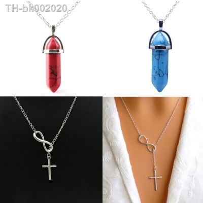 ✚ 2022 New Simple Fashion Korean Stainless Steel Infinity Charm Cross Pendant Women Jewelry Necklace Gift Girl Jewelry Hot Sold