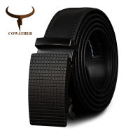 COWATHER Cow Genuine Leather Belts High Quality for Men Automatic Vintage Male Belt Brand Ratchet Buckle Belts 110-130cm long