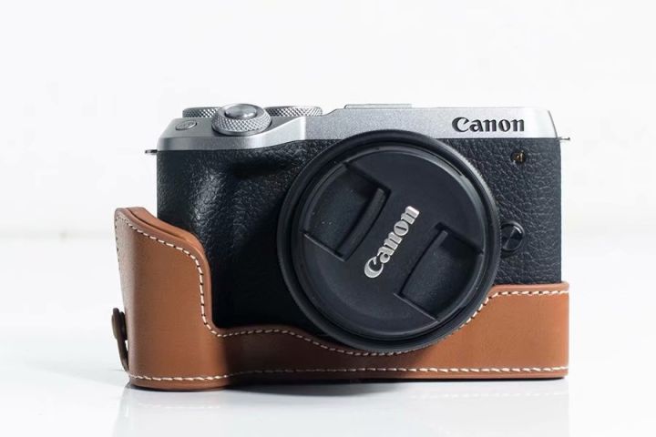 pu-leather-case-bottom-opening-version-protective-half-body-cover-base-for-canon-eosm6-eosm6ii-m6-m6ii-digital-camera