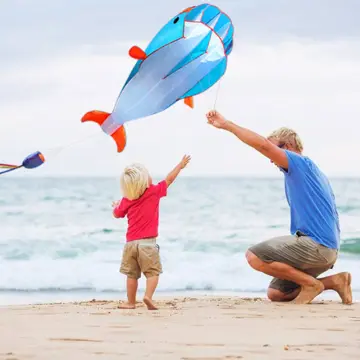 NEW 3D Kite Huge Frameless Soft Parafoil Giant Dolphin Kite RED Outdoor  Sports