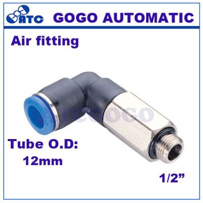 GOGO 10pcs a lot L type 12mm 1/2 BSPP threaded elbow pu hose connector PLL12-G04 nylon pipe joint pneumatic air fitting Pipe Fittings Accessories