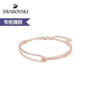Swarovski White Gold Circle Cuff Bracelet - kellinsilver.com