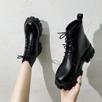 CODYing Yuan 35-43 big size womens shoes 41 thick Martin boots female spring autumn increased small boots British Knight boots 42
