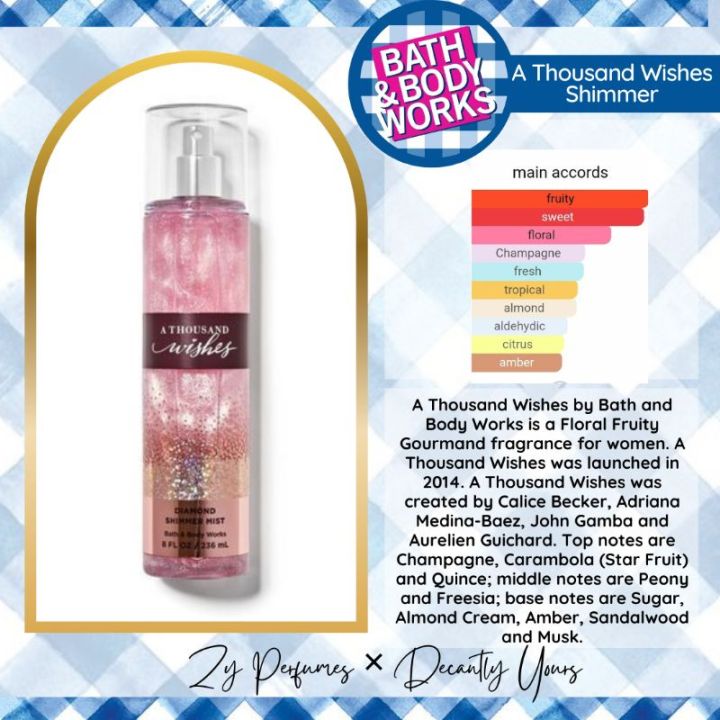 Bath and Body Works A Thousand Wishes Shimmer Fine Fragrance Mist 8 fl.oz./236ml Lazada PH