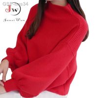 เสื้อกันหนาวแขนยาวบอลลูน Novo Inverno Blusa Feminina Moda Gola Manga Lanterna Pulveres Feminino De Malha Solta Jumper Puxador