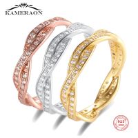 [COD] 925 Sterling Twist Winding with Shinning Rhinestone Rings for Wedding Gifts