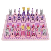 Travel Chess Set with Chess Board Educational Toys for Kids and Adults Pink