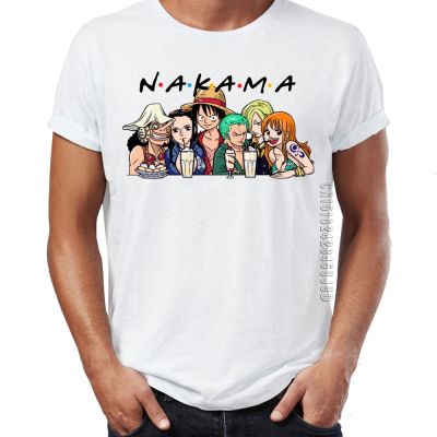 Mens T Shirt One Piece Luffy Nakama Friends Nami Zoro Illustration Artwork Printed Tee Cotton Fabric