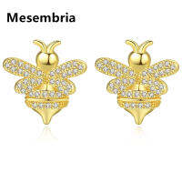 Mesembria โกลด์18K ฝังผึ้งด้วยต่างหูเม็ดเดี่ยวเครื่องประดับหินลูกบาศก์ CZ AA