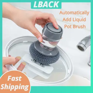 Dish Scrubber With Soap Dispenser, Portable Scrub Brush With Soap